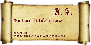Merten Hiláriusz névjegykártya